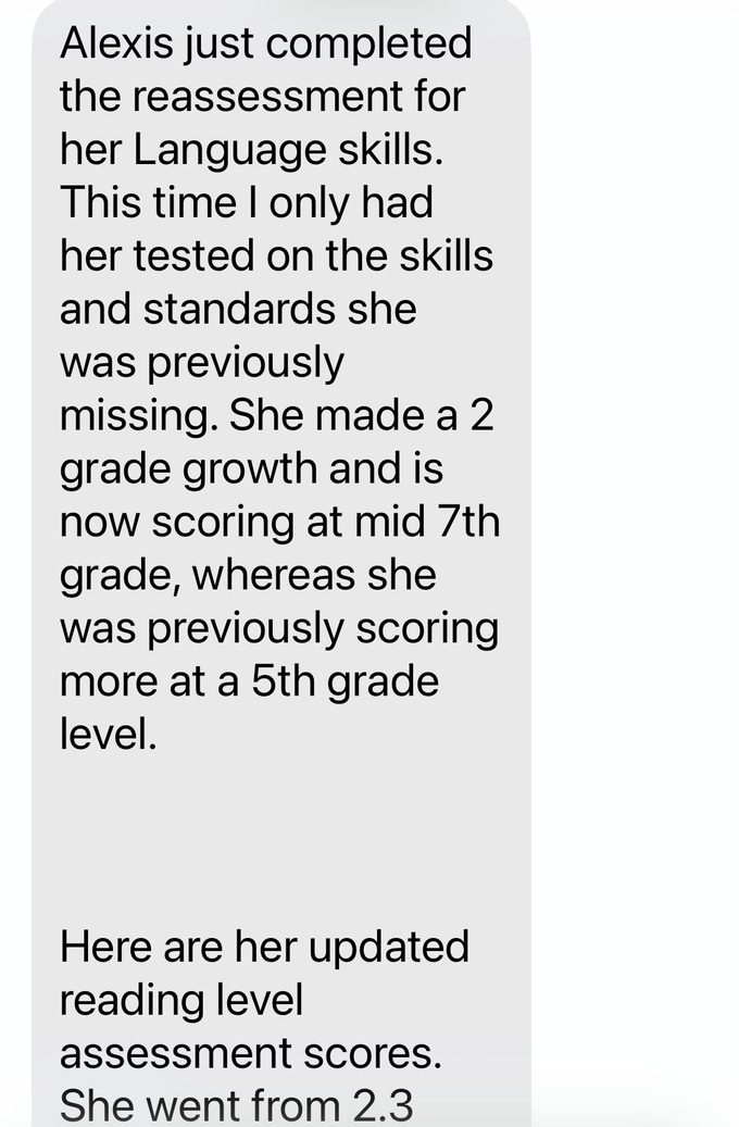 Alexis's reassessment results