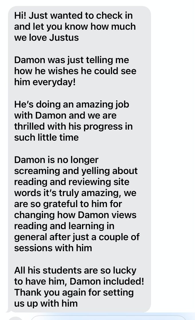Text message from Damon's family
